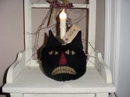 Primitive Black Cat Lamp