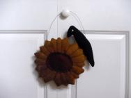 Wool Sunflower and Crow door hanger