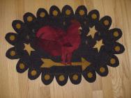 Red rooster penny rug mat