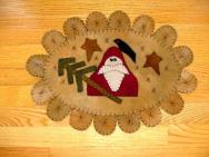 Woodland Santa and crow penny rug mat