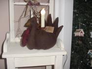 Primitive turkey candle lamp